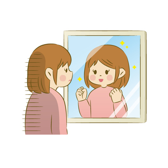 鏡を持ってきて、目・鼻・口などのパーツをみる